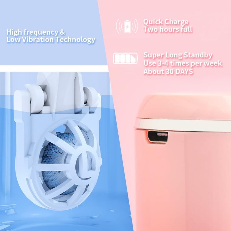 ANKUNABA Contact Lens Cleaner, Portable Soft Contact Lens Cleaning Machine with USB Charger, Automatic Vibration Contact Lenses Cleaner Case for Traveling (Pink) - Image 3